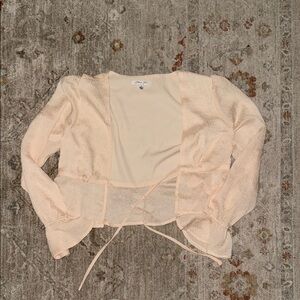 Peach Tie-Front Cropped Cardigan